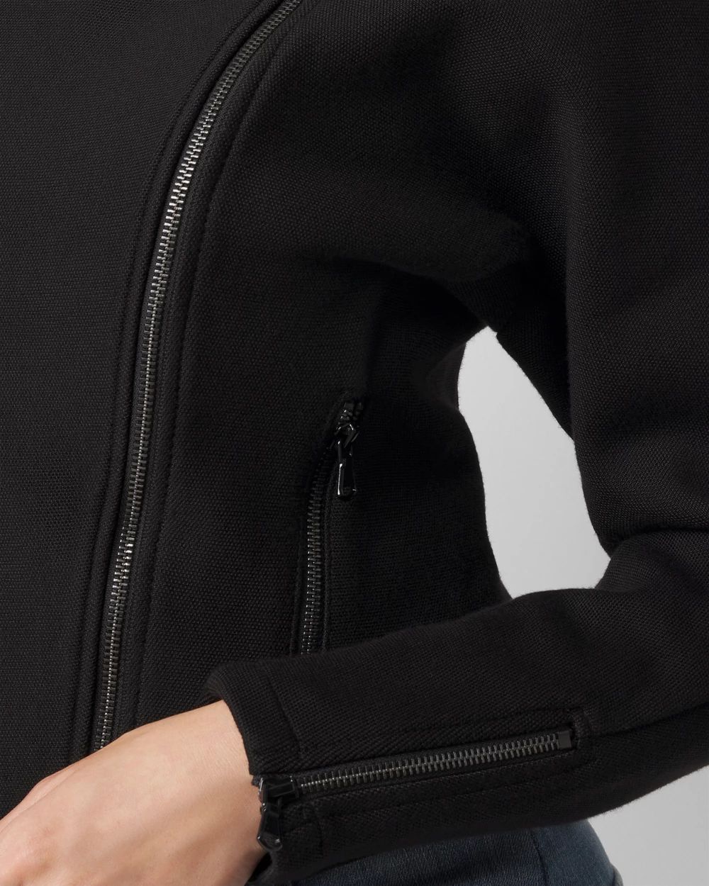 Asymmetrical Zipper Moto Sweater Jacket White House Black Market